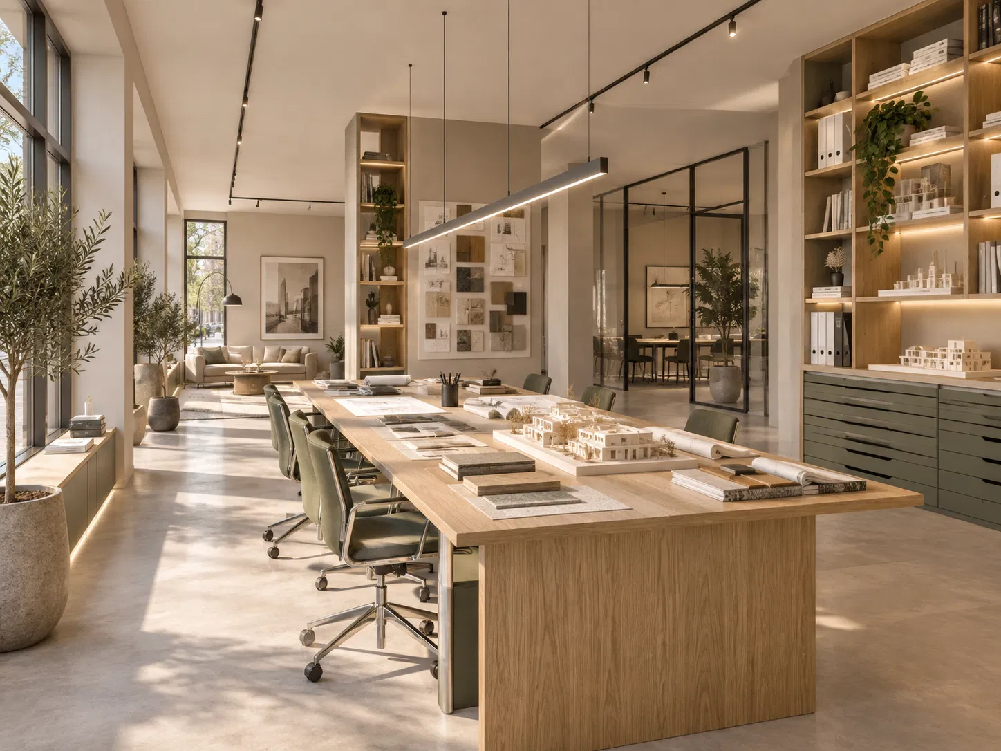 Gewerbe 2 – sonniges Architekturbüro mit Materialtisch