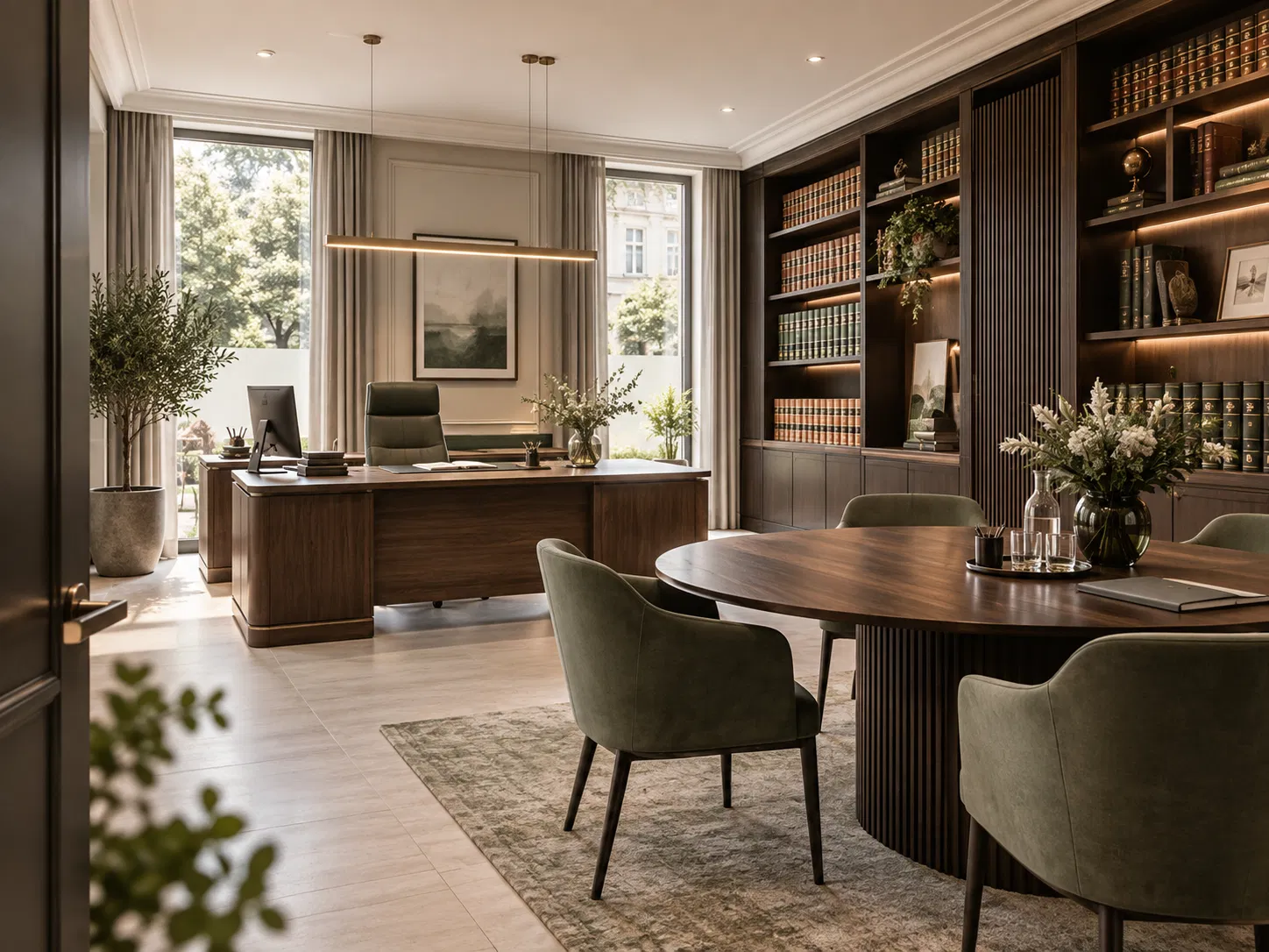 Gewerbe 3 – elegantes Notarbüro mit Bibliothek