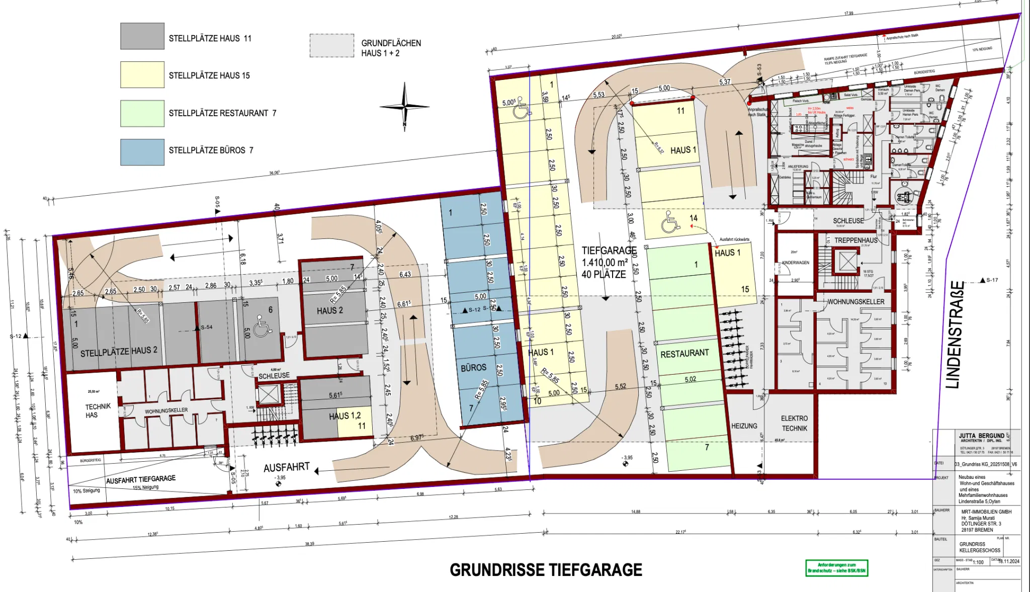 Grundriss Tiefgarage Königshof Oyten mit 40 Stellplätzen